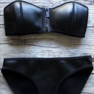 Leather Style Neoprene Triangl Strapless Bikini